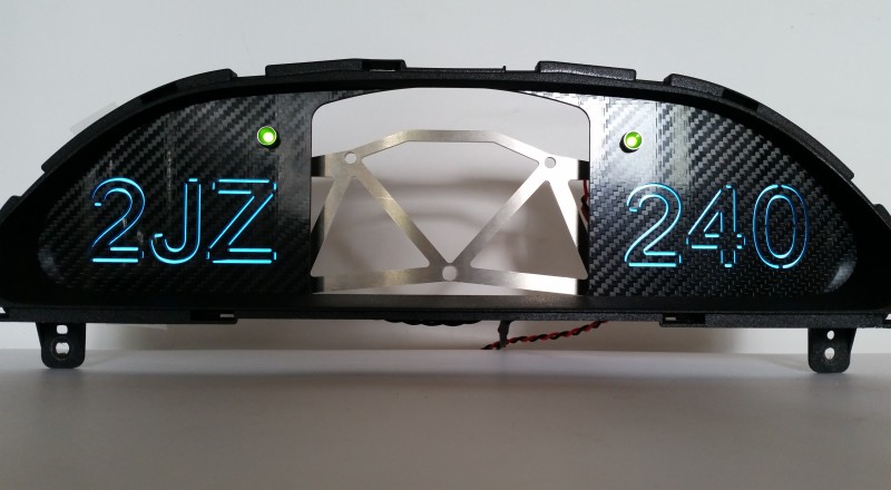 A Custom Cluster built for a S13, 180sx or 240sx to hold a Motec C125 Display Dash Front 2