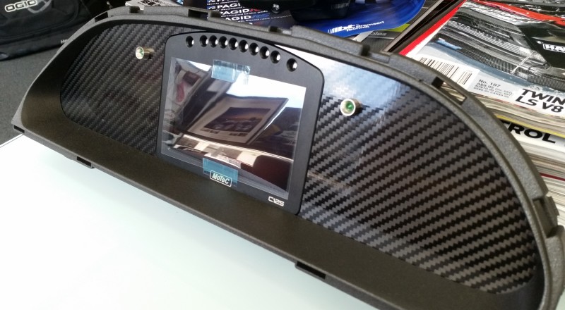 A Custom Cluster built for a S13, 180sx or 240sx with a Motec C125 Display Dash Installed Right 2