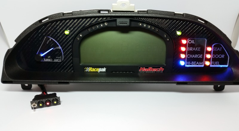 A Custom Cluster Built for A Nissan S13,180sx or 240sx to hold a Racepak IQ3 Display Dash Turbo Juice Front Blue 2