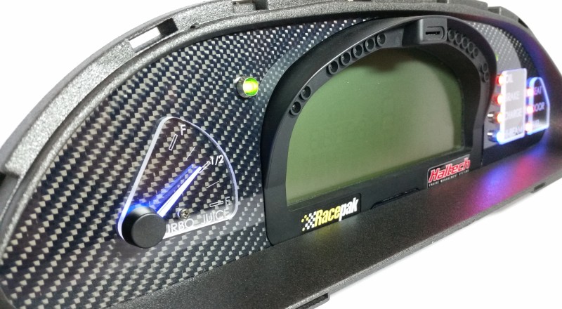 A Custom Cluster Built for A Nissan S13,180sx or 240sx to hold a Racepak IQ3 Display Dash Turbo Juice Left