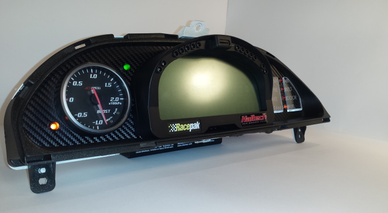 A Custom Nissan S13, 180sx or 240sx Cluster with a Racepak IQ3 Display Dash Face mounted Gauge Front Left 2