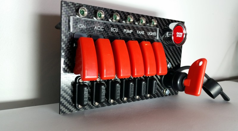 A Custom Switch Panel Built for A Nissan S13,180sx or 240sx to be installed in the factory radio location Left