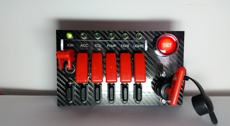 A Custom Switch Panel Built for A Nissan S13,180sx or 240sx to be installed in the factory radio location front 1