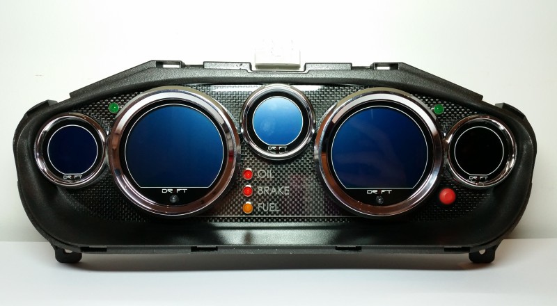 A Custom Nissan S14 Silvia 240sx Cluster built with a set of Drift Iridium LED Gauges