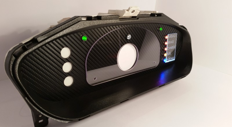 A Custom Nissan S14 Silvia 240sx Cluster built for a Motec SDL3 Display Left