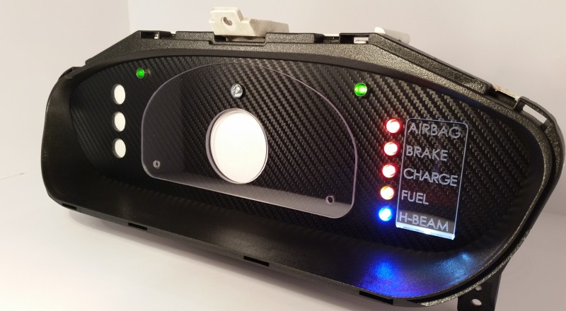 A Custom Nissan S14 Silvia 240sx Cluster built for a Motec SDL3 Display Right