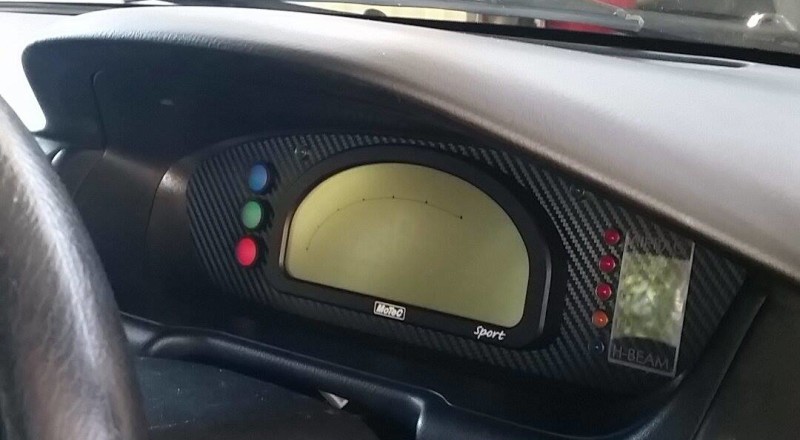 A Custom Nissan S14 Silvia 240sx Cluster built for a Motec SDL3 Display Installed