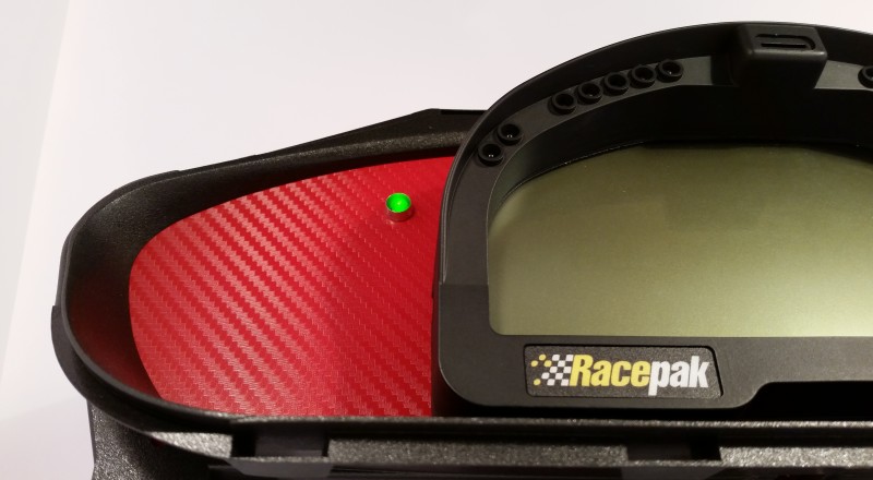 A Custom Nissan S14 Silvia 240sx Cluster built for a Racepak IQ3 Display Dash using Red Carbon Left Side