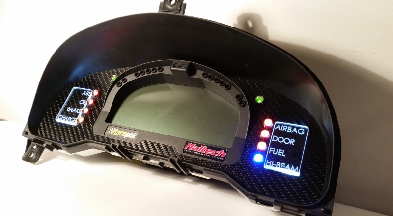 A Custom Cluster with a Racepak IQ3 Display built for a Nissan S15 Sivia 200sx with White LED illumination Side 2