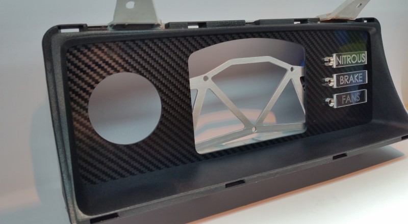 Nissan Patrol Y60 Custom Cluster with Motec c125 digital display dash 60mm gauge and custom illumination left off