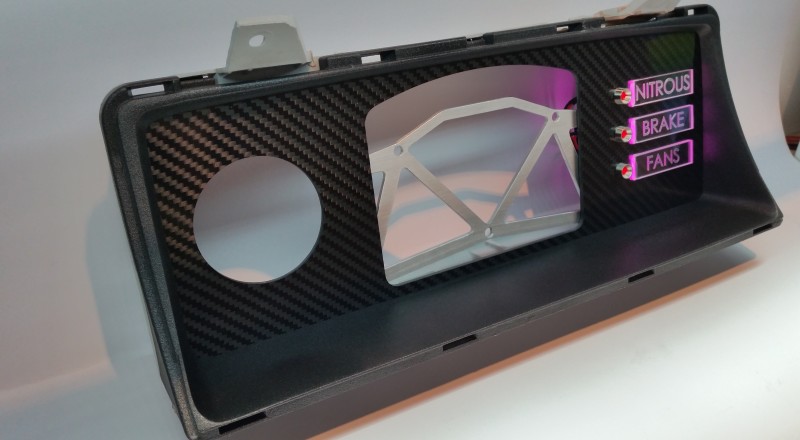 Nissan Patrol Y60 Custom Cluster with Motec c125 digital display dash 60mm gauge and custom illumination Left illuminated