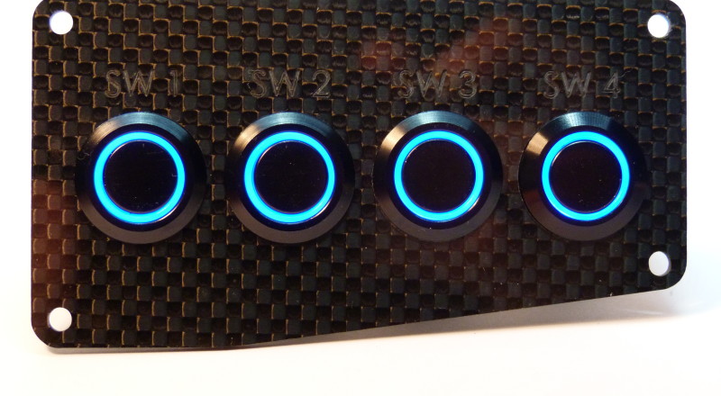 4 Switch switch panel with blue halo led push buttons front