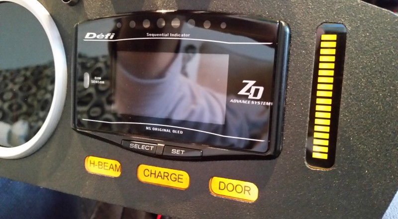 240sx Defi Custom Cluster Close up Fuel Gauge Warning lights S14