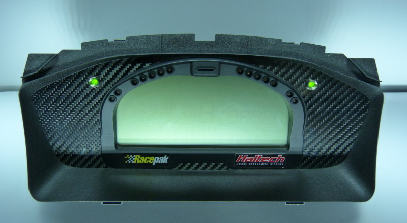 Evolution 8 Racepak Haltech IQ3 Custom Cluster Front Upper View