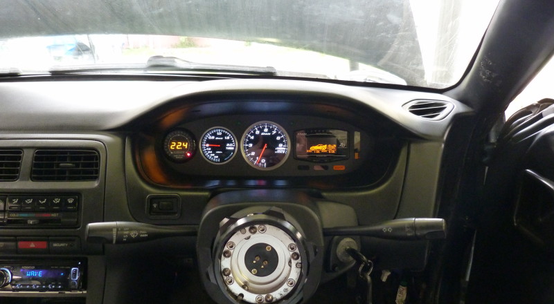 S14 240sx Custom Cluster Defi Front view installed