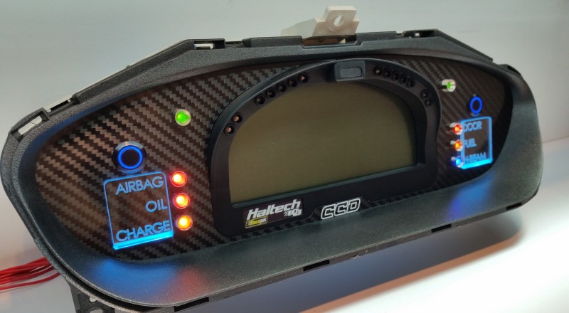 s14 240sx Custom Cluster Racepak Aqua Left View