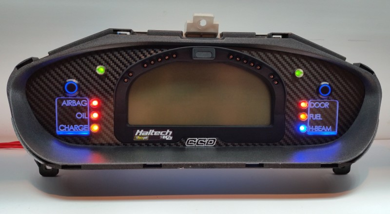 s14 240sx Custom Cluster Racepak Blue Front View