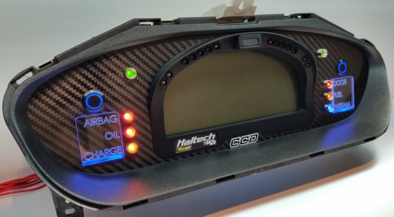 s14 240sx Custom Cluster Racepak Blue Left View