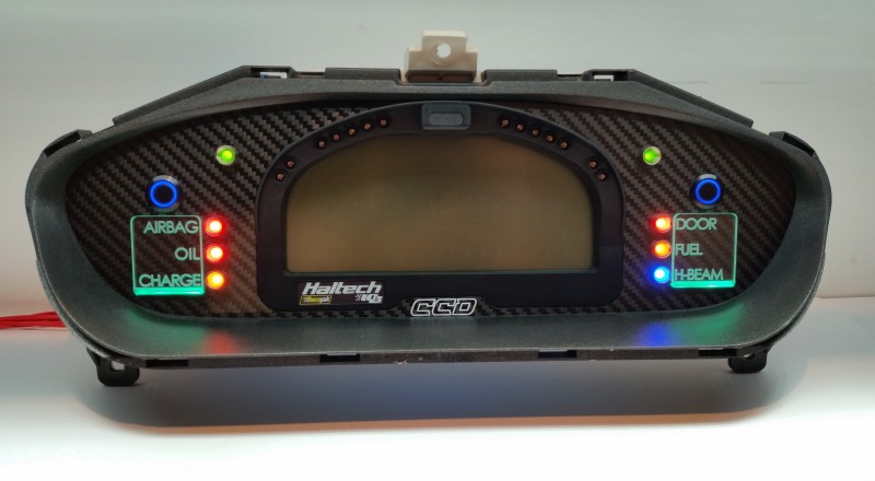 s14 240sx Custom Cluster Racepak Green Front View