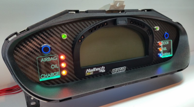 s14 240sx Custom Cluster Racepak Green Left View