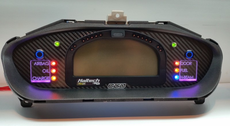 s14 240sx Custom Cluster Racepak Purple Front View