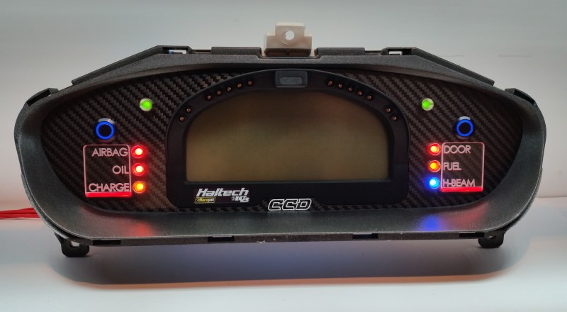 s14 240sx Custom Cluster Racepak Red Front View