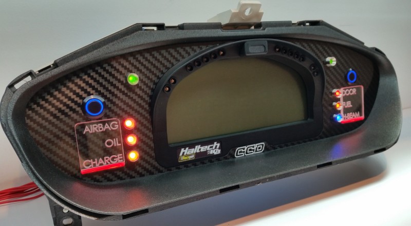 s14 240sx Custom Cluster Racepak Red Left View