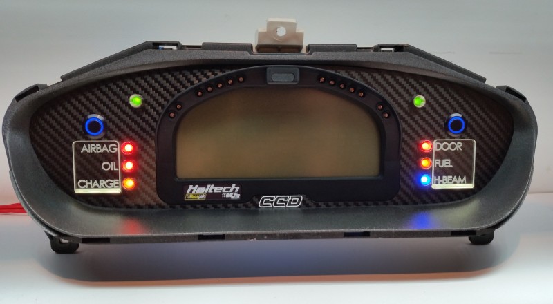 s14 240sx Custom Cluster Racepak Yellow Front View