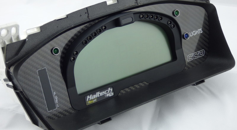 Mitsubishi Evolution 8 Custom cluster with Racepak Haltech IQ3 Display Fuel gauge Left